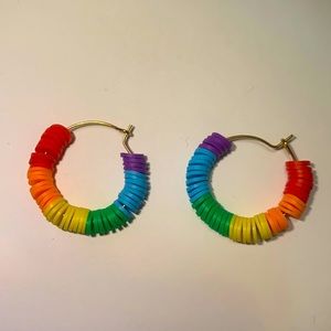Rainbow Hoop Earrings (Gold)